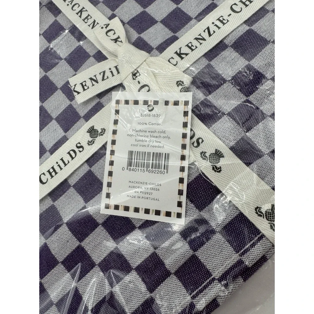 MacKenzie-Childs Plum Check Placemats Set of 4 Purple Cotton 13x18.5 NEW